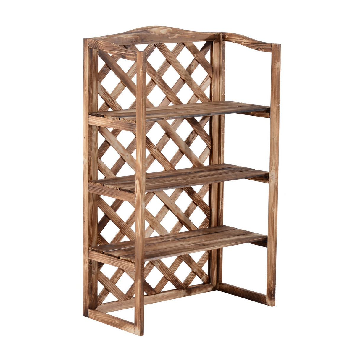 Flower Stand 3-Tier Plant Shelf Made Of Fir Wood, For Indoor And Outdoor Use, Space-Saving, Model 8