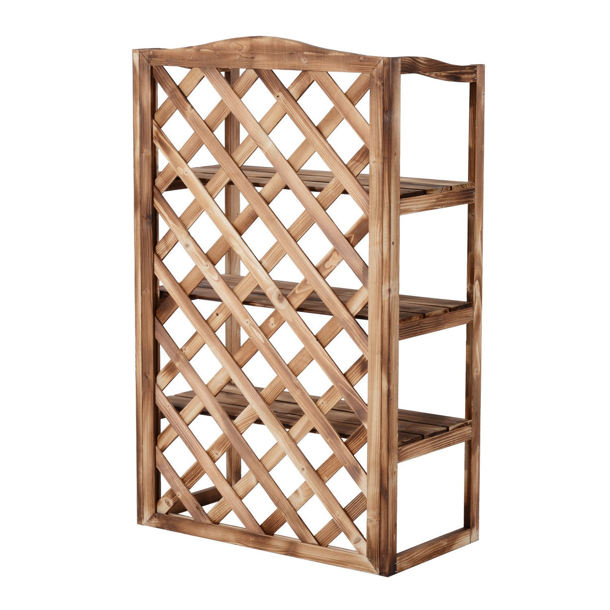 Flower Stand 3-Tier Plant Shelf Made Of Fir Wood, For Indoor And Outdoor Use, Space-Saving, Model 8