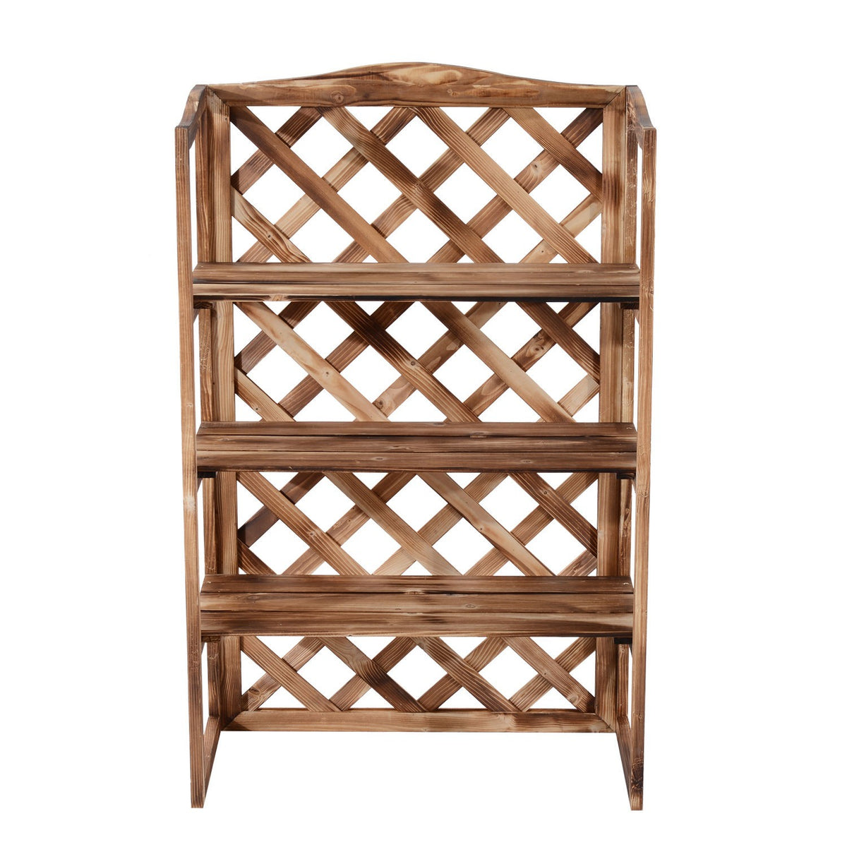 Flower Stand 3-Tier Plant Shelf Made Of Fir Wood, For Indoor And Outdoor Use, Space-Saving, Model 8