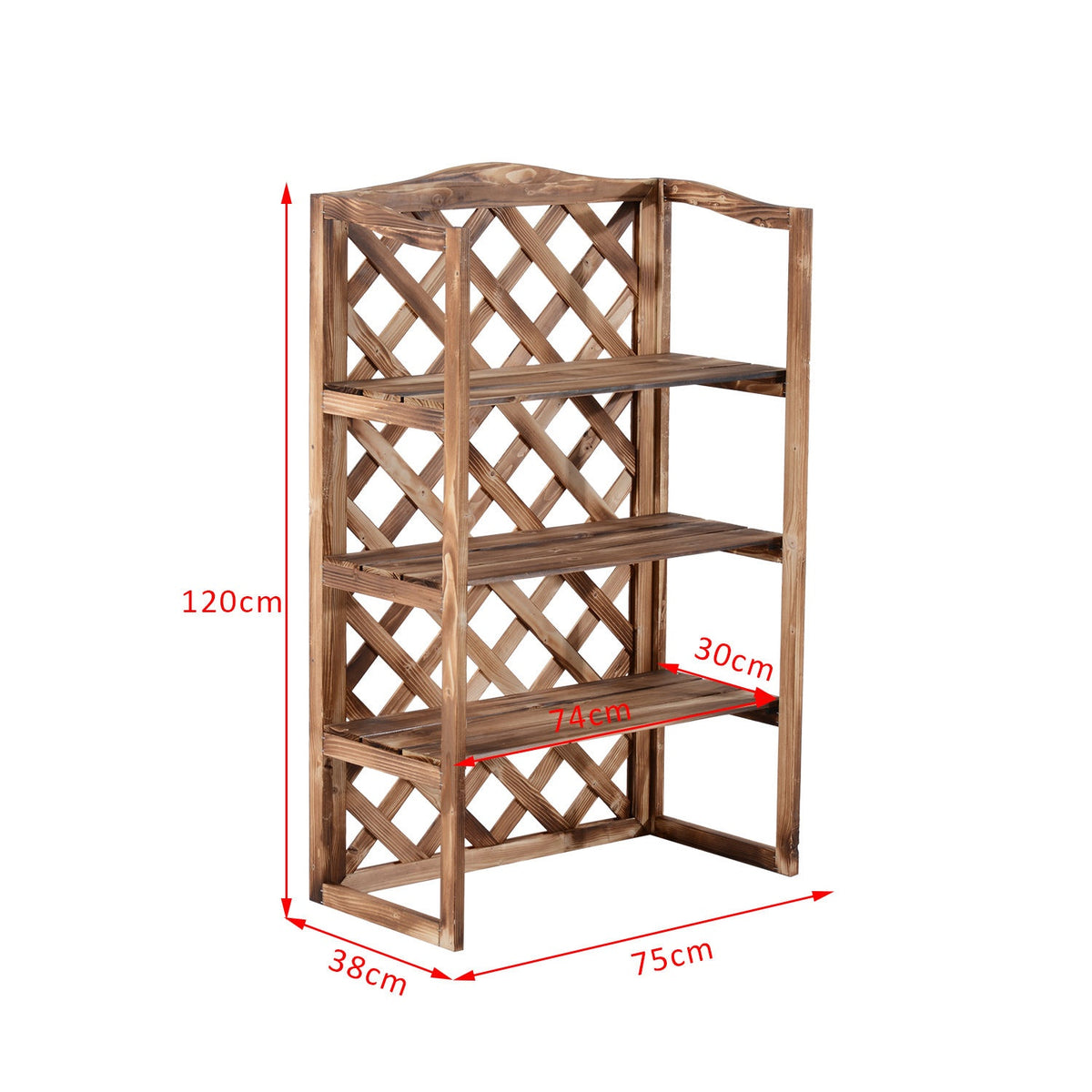 Flower Stand 3-Tier Plant Shelf Made Of Fir Wood, For Indoor And Outdoor Use, Space-Saving, Model 8