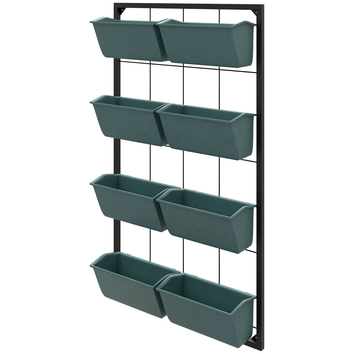 Flower Stand Plant Stand with 8 Pots Wall Mounted Plant Stairs Flower Shelf for Garden Dark Green 52.5 x 14 x 90 cm