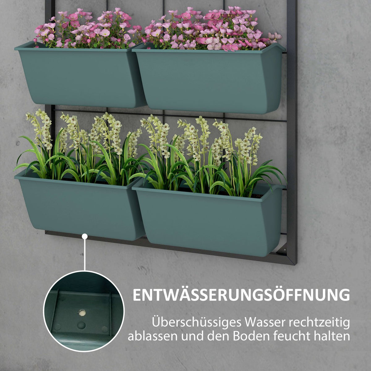 Flower Stand Plant Stand with 8 Pots Wall Mounted Plant Stairs Flower Shelf for Garden Dark Green 52.5 x 14 x 90 cm