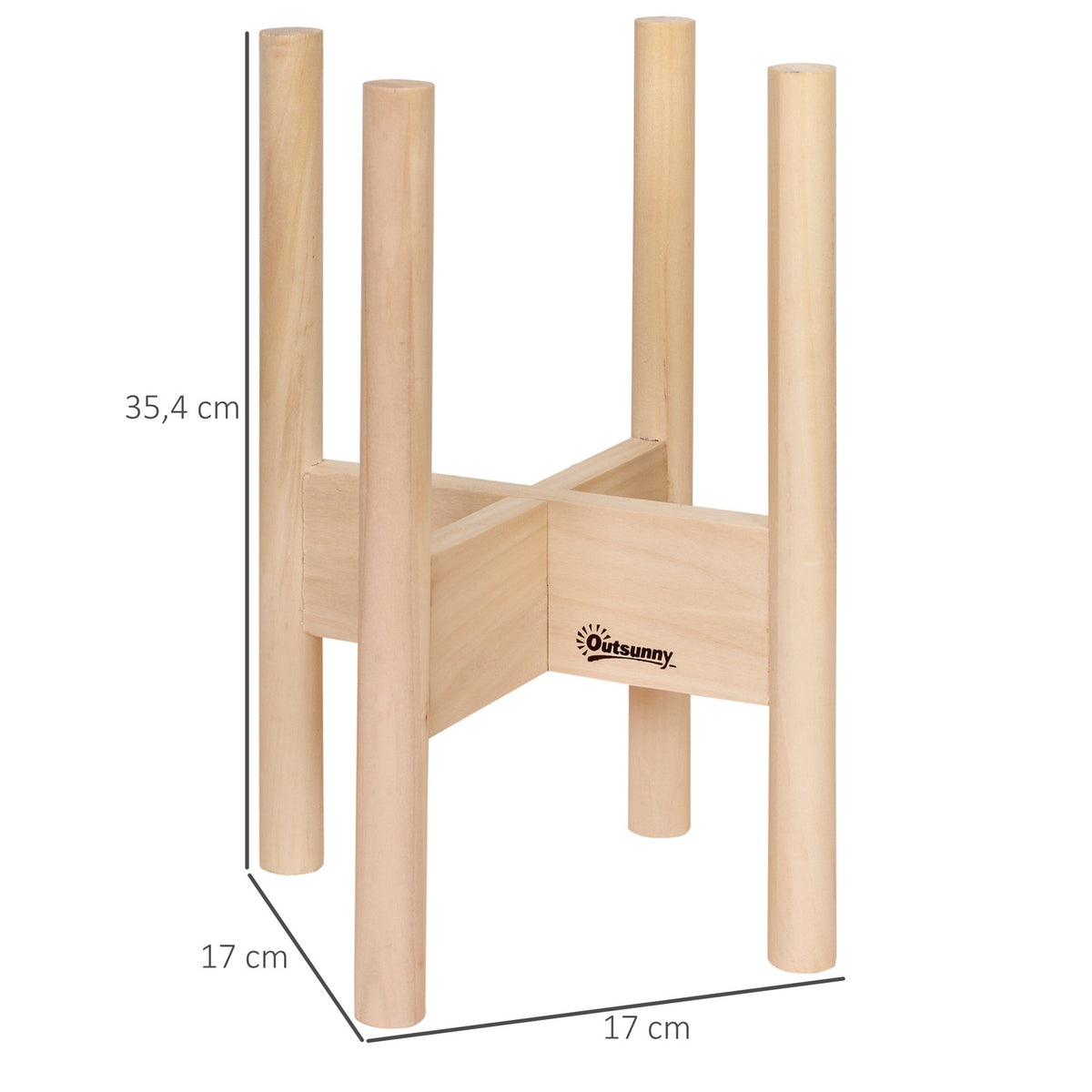 Flower Stands Set Of 2 Made Of Wood, Plant Stands With Different Heights, Flower Stools, Natural