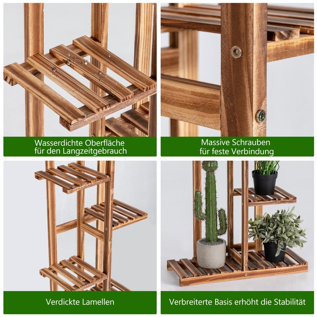 Flower shelf 5-tier wooden plant stand 50 x 21 x 103 cm brown