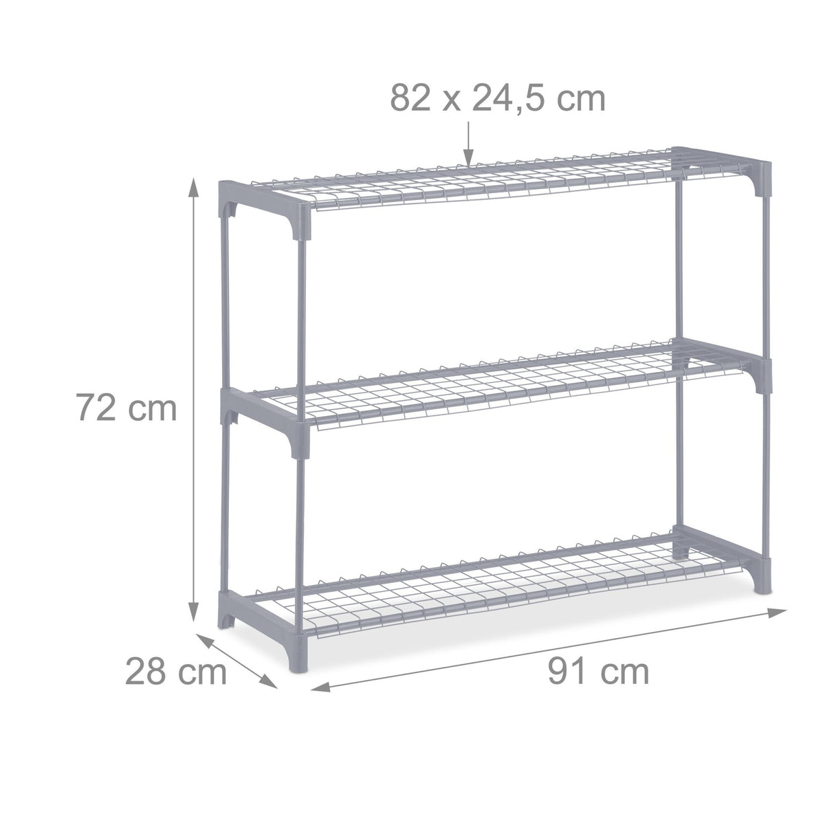 Flower stand in gray metal 3 shelves