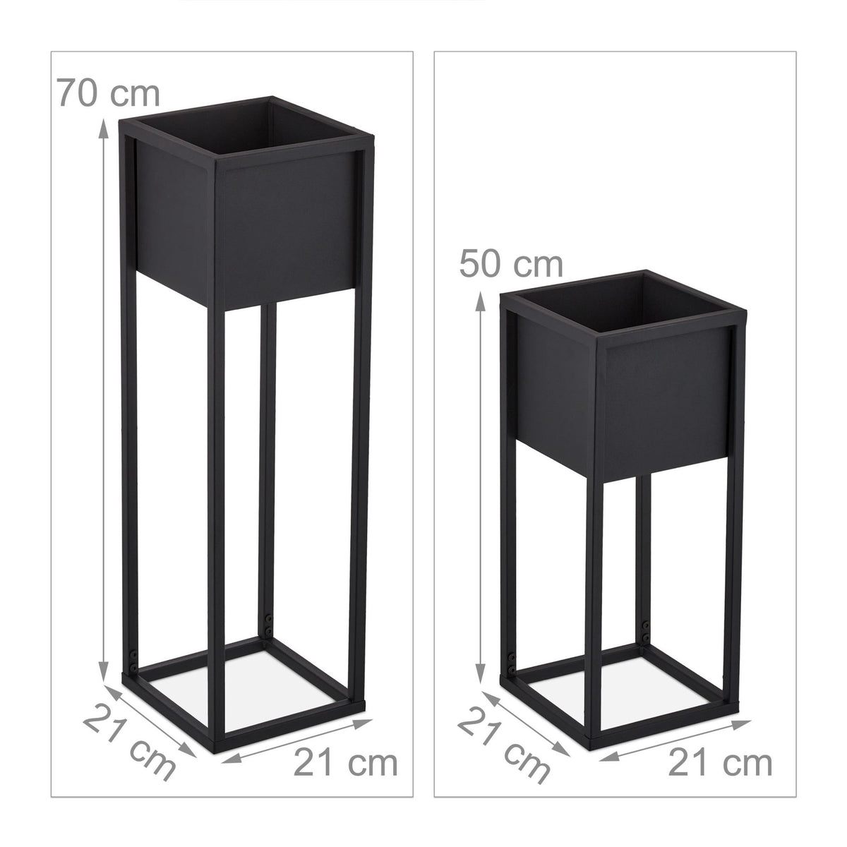 Flower stand in metal - 2 pcs in black