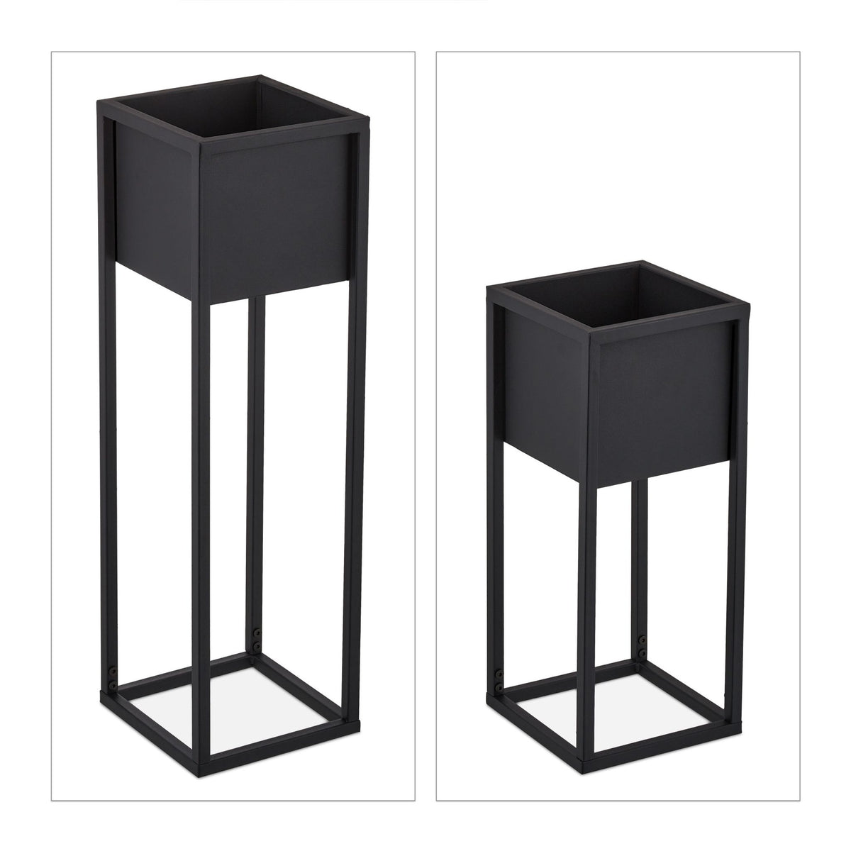 Flower stand in metal - 2 pcs in black