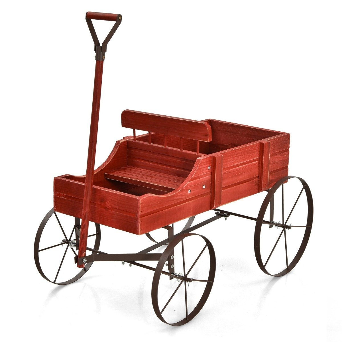 Flower stand wooden trolley plant trolley flower trolley with metal 62 x 34 x 60 cm red