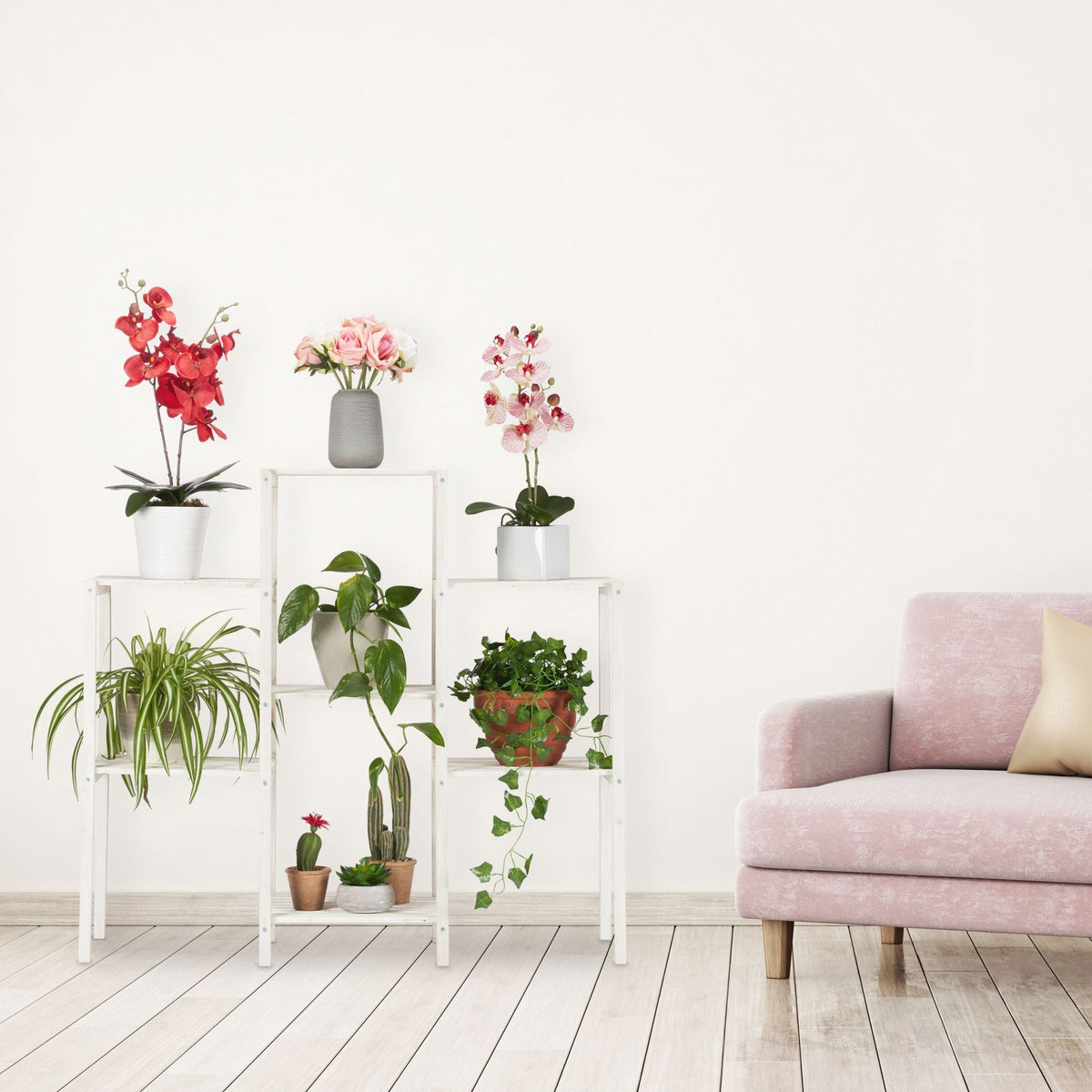 Flower stand wooden white