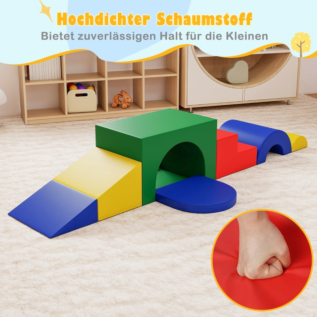 Foam Climbing Block Set for Toddlers – 7 Pieces, PU Leather
