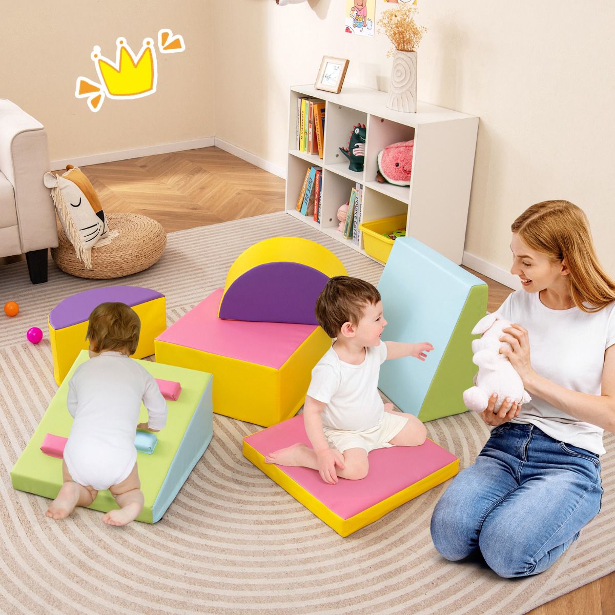 Foam Climbing Blocks, 6-Piece Hook-and-Loop Toddler Set