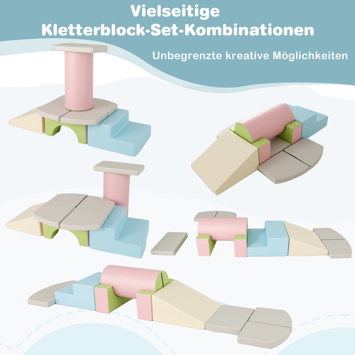 Foam Climbing Blocks Set, 10-Piece, Soft & Safe
