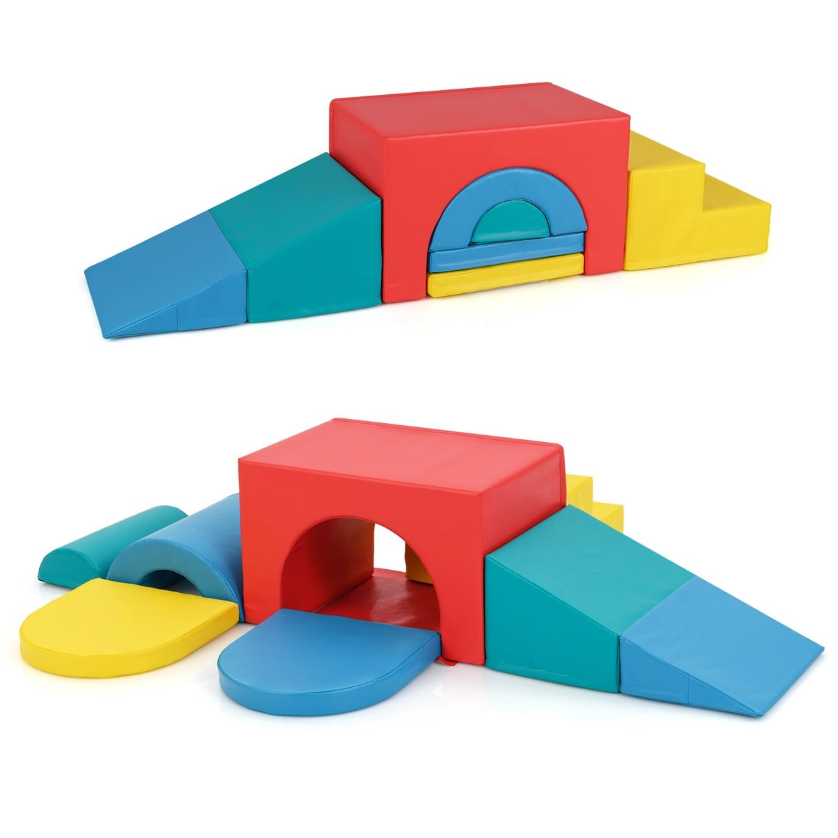 Foam Climbing Blocks Set, PU Leather, 7 Pieces, Multicolor