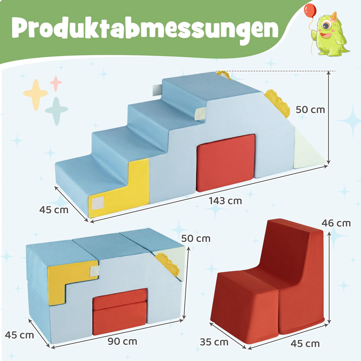 Foam Climbing Blocks for Kids with Slide & Steps