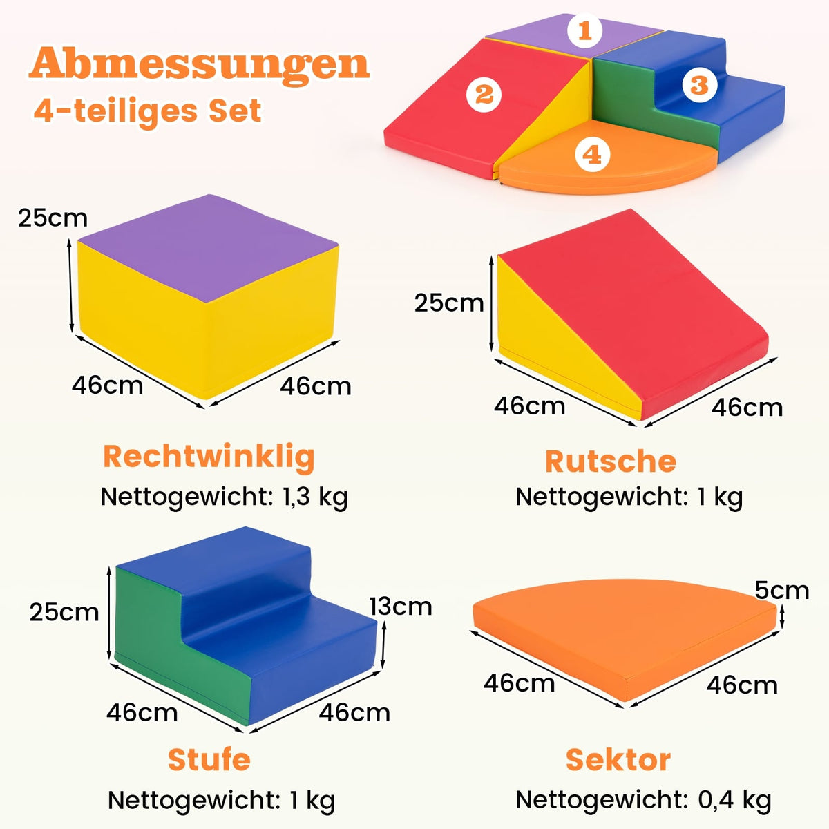 Foam Play Blocks Set – 4-Piece Climbing & Sliding