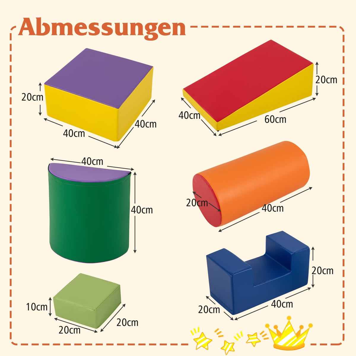 Foam Play Blocks Set, 6 Pcs – Soft, Safe, Colorful