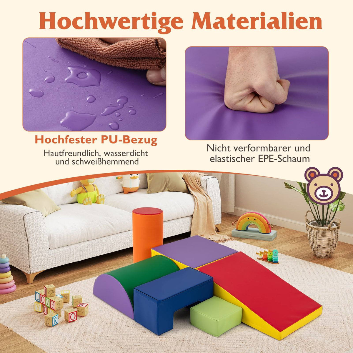 Foam Play Blocks Set, 6 Pcs – Soft, Safe, Colorful