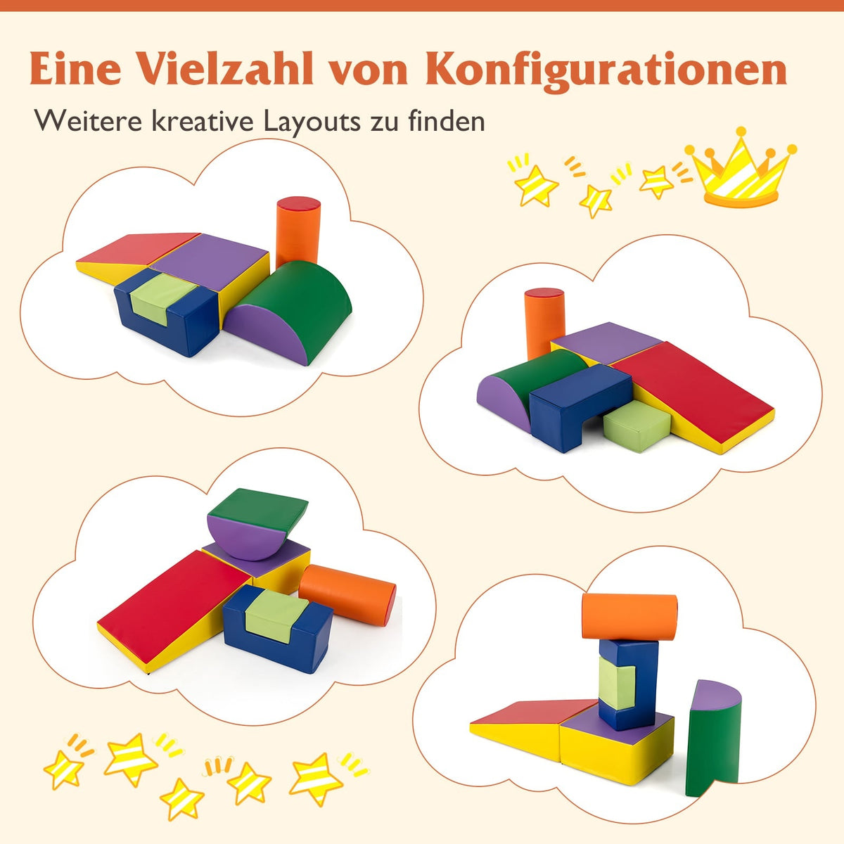 Foam Play Blocks Set, 6 Pcs – Soft, Safe, Colorful