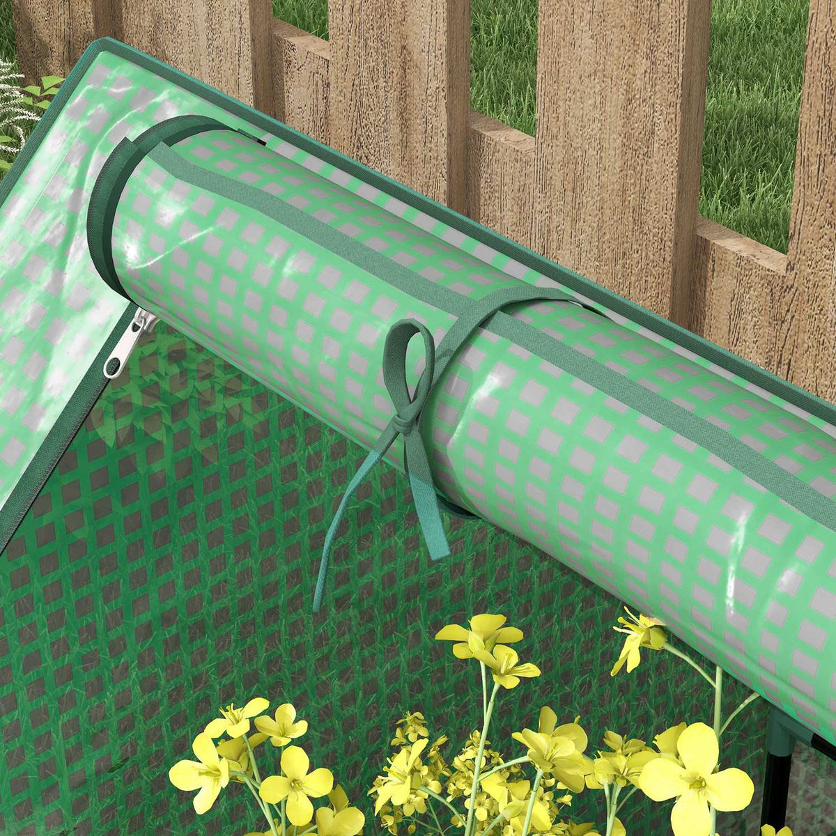 Foil Greenhouse Cold Frame Raised Bed Greenhouse With Rolling Window For Garden & Balcony Green 125 X 95 X 92 Cm