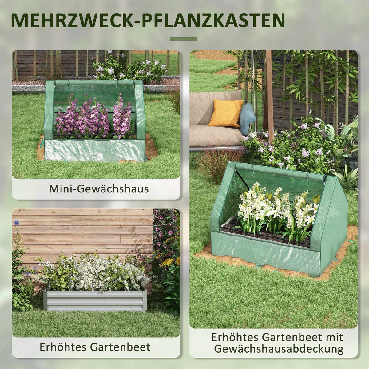 Foil Greenhouse Cold Frame Raised Bed Greenhouse With Rolling Window For Garden & Balcony Green 125 X 95 X 92 Cm