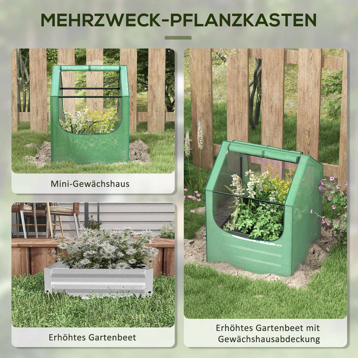 Foil Greenhouse Cold Frame With Raised Bed, 2 Windows, Ideal For Tomatoes, For Garden And Balcony, 70X70X90Cm, Green