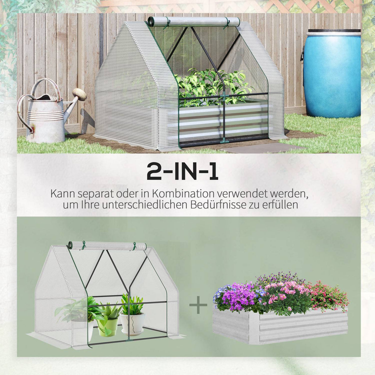 Foil Greenhouse Cold Frame With Roll-Up Door, Greenhouse In White, 127X95X92Cm, For Plant Cultivation