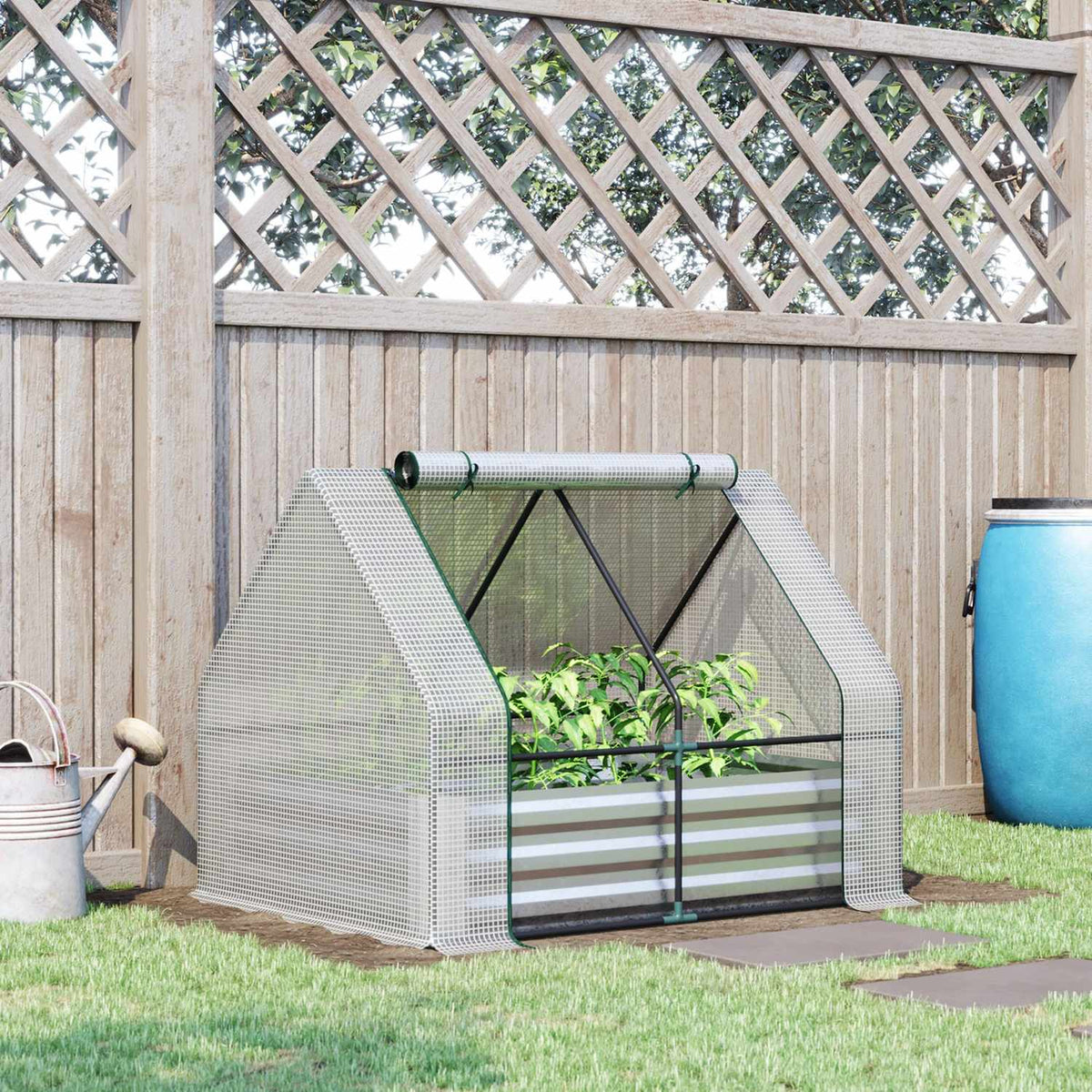 Foil Greenhouse Cold Frame With Roll-Up Door, Greenhouse In White, 127X95X92Cm, For Plant Cultivation