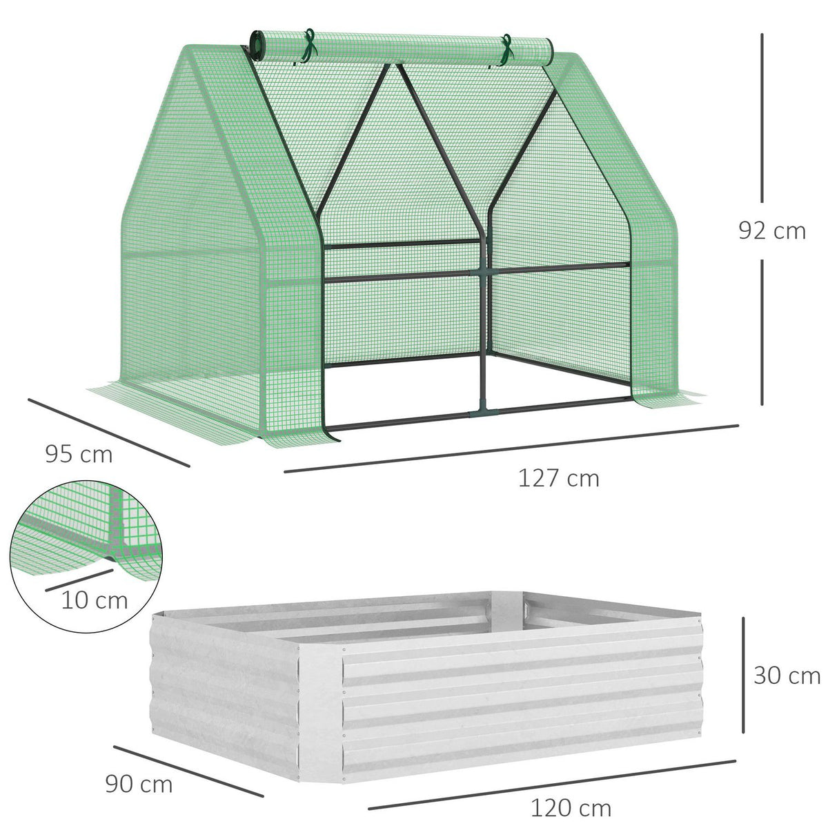 Foil Greenhouse Cold Frame With Roll-Up Door In Green, 127X95X92Cm, Ideal For Tomatoes And Plants