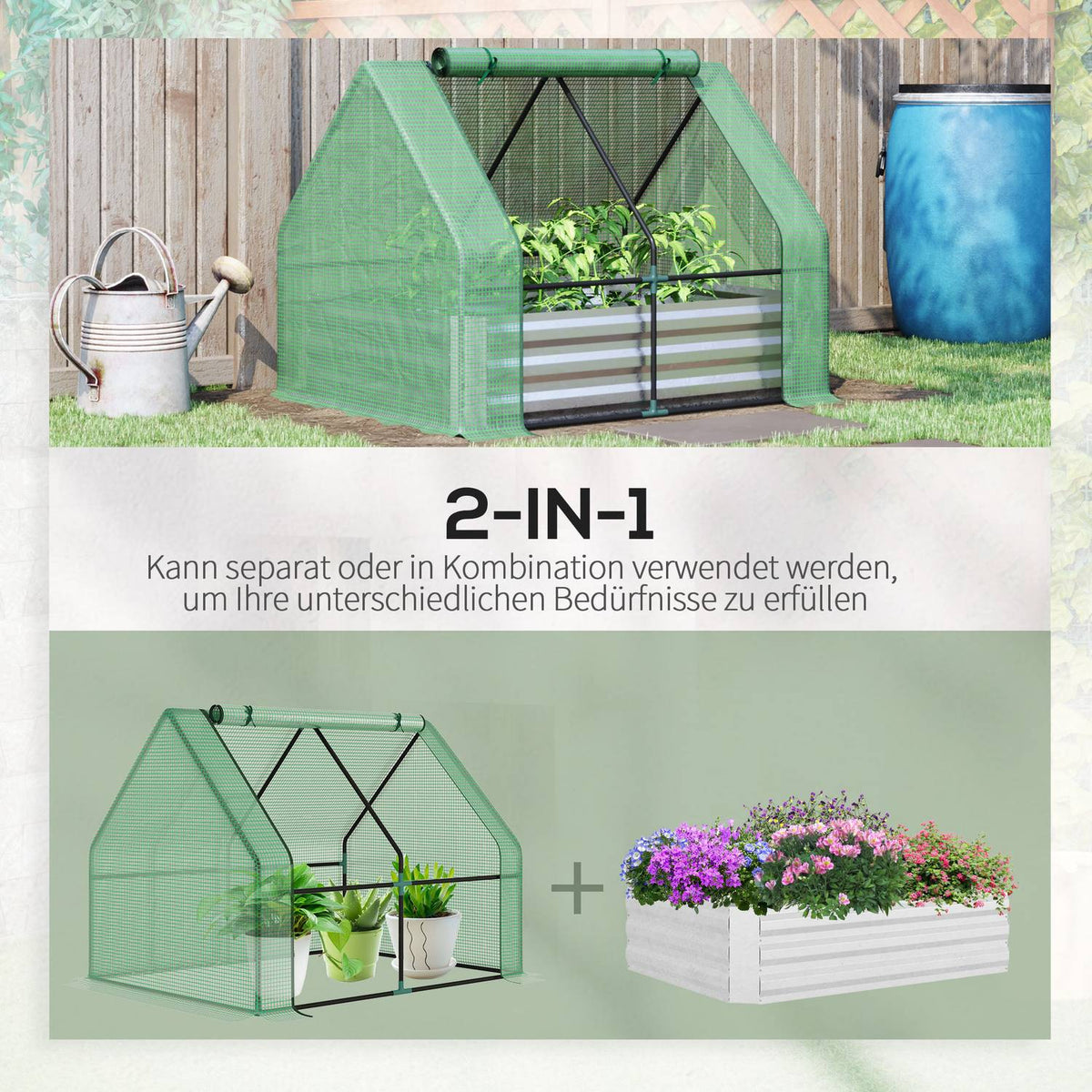 Foil Greenhouse Cold Frame With Roll-Up Door In Green, 127X95X92Cm, Ideal For Tomatoes And Plants