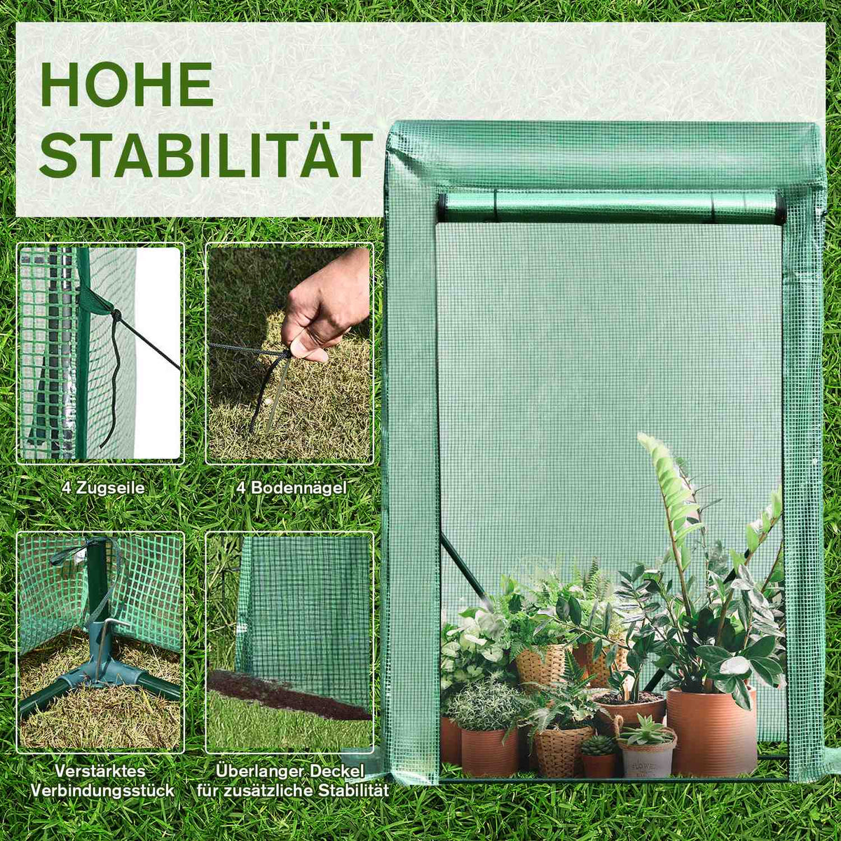 Foil Greenhouse Courtyard Balcony Mini Portable Metal Frame Warm Garden Shed Steel Pe Plastic Green 100 X 50 X 150 Cm