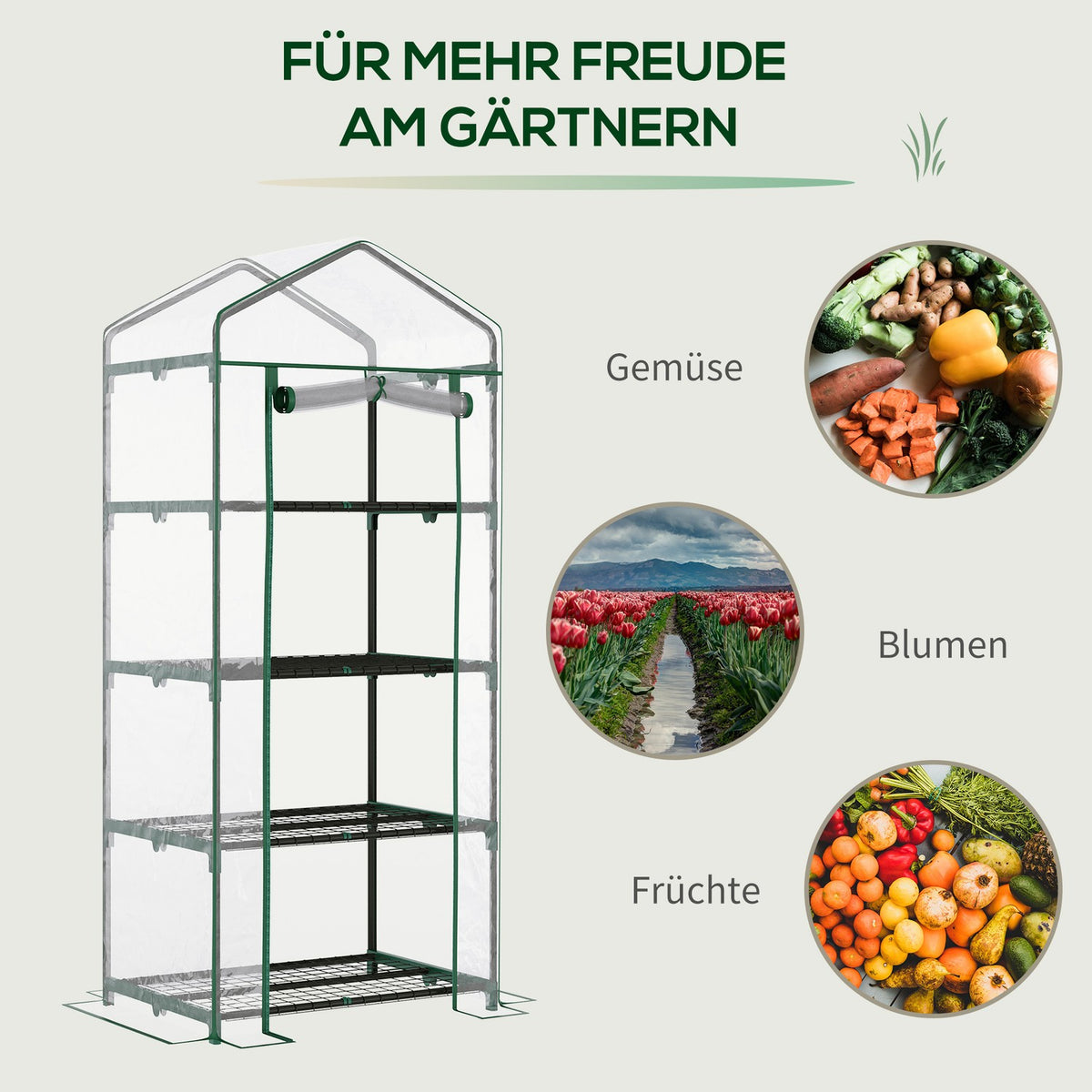 Foil Greenhouse For Tomatoes, 4 Shelves, Cold Frame, Green, 70X50X160Cm