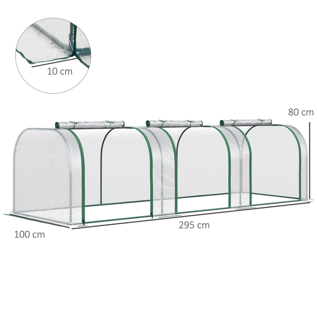 Foil Greenhouse, Greenhouse, Greenhouse With Door, Cold Frame, Plant House, Plant Cultivation, Foil, Steel, Transparent, 295 X 100 X 80 Cm