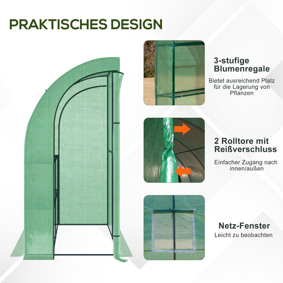 Foil Greenhouse Greenhouse With 2 Doors Plant Raising Uv Protection Steel Pe Green 200 X 100 X 215 Cm