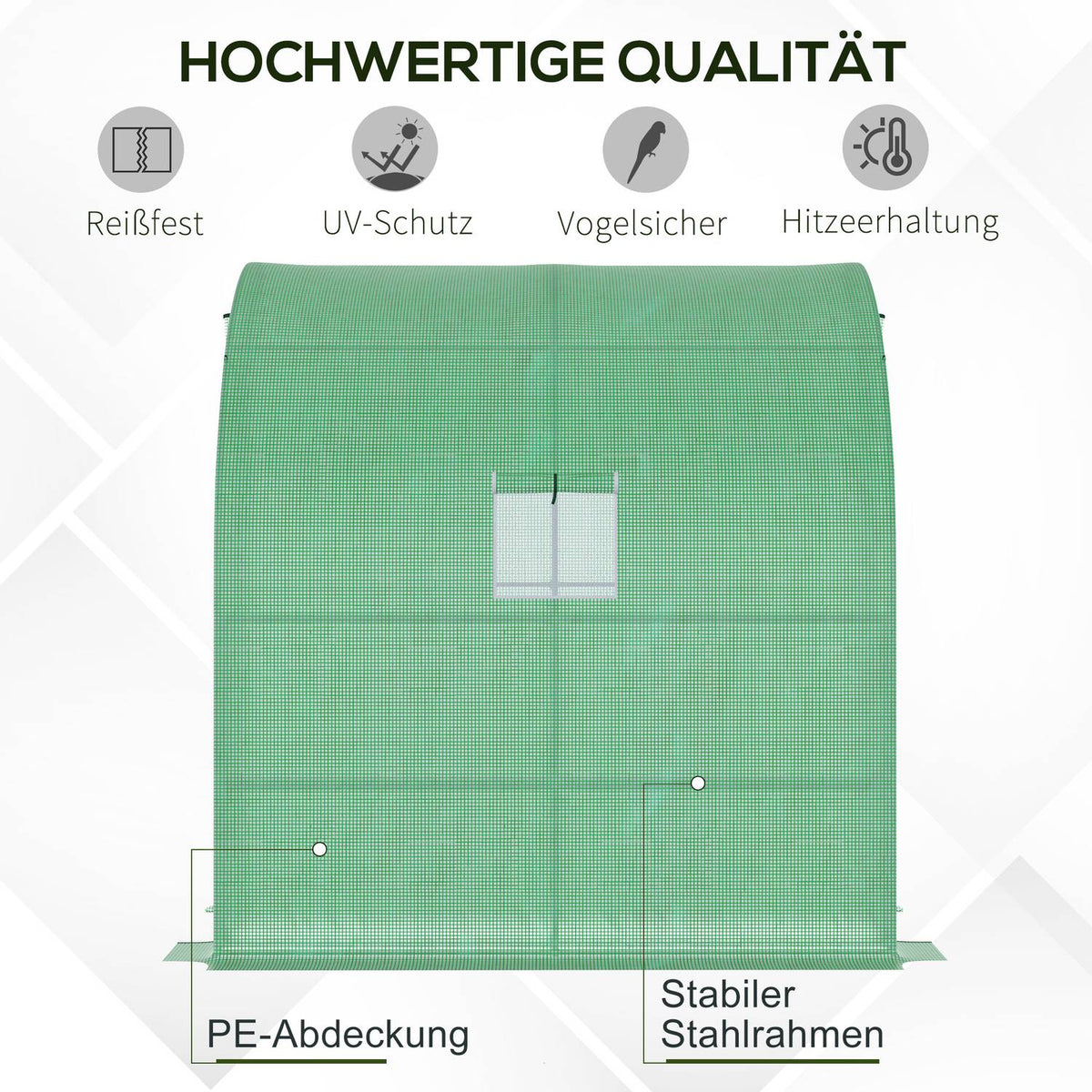 Foil Greenhouse Greenhouse With 2 Doors Plant Raising Uv Protection Steel Pe Green 200 X 100 X 215 Cm