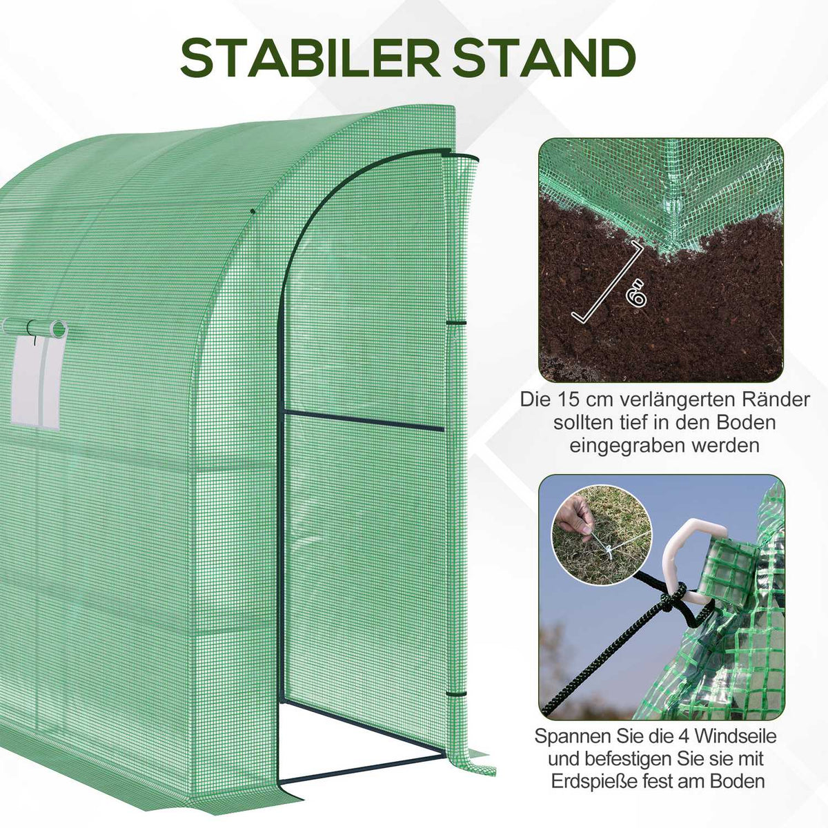 Foil Greenhouse Greenhouse With 2 Doors Plant Raising Uv Protection Steel Pe Green 200 X 100 X 215 Cm