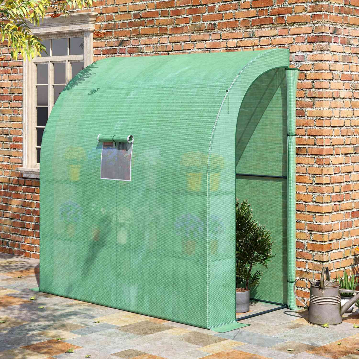 Foil Greenhouse Greenhouse With 2 Doors Plant Raising Uv Protection Steel Pe Green 200 X 100 X 215 Cm