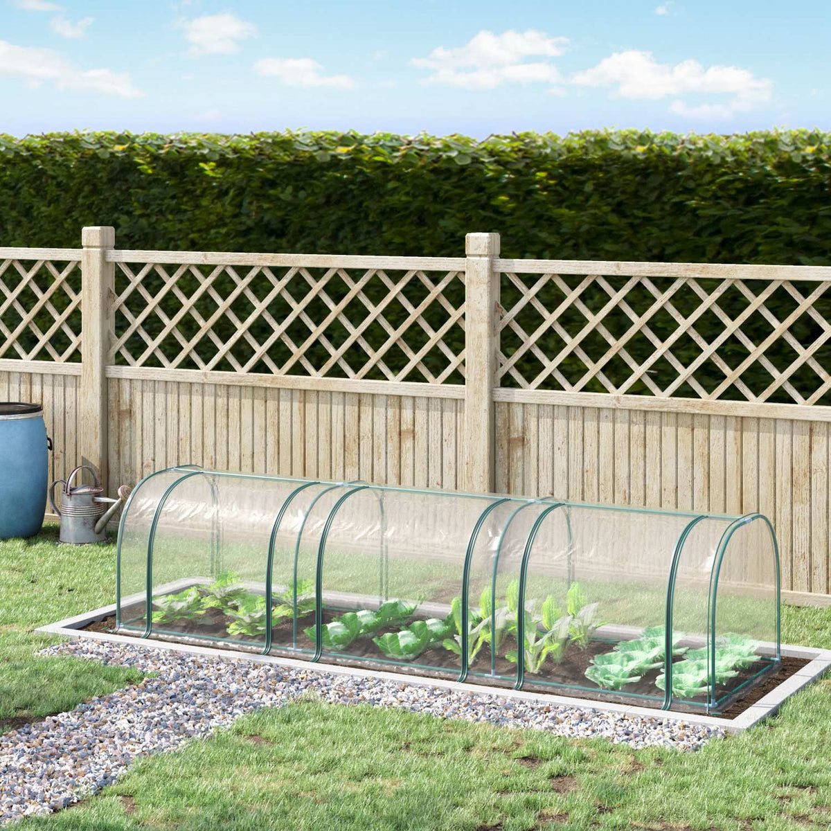 Foil Greenhouse Greenhouse With Door Cold Frame Plant House Plant Raising Steel Pvc Transparent Green 350 X 100 X 80 Cm