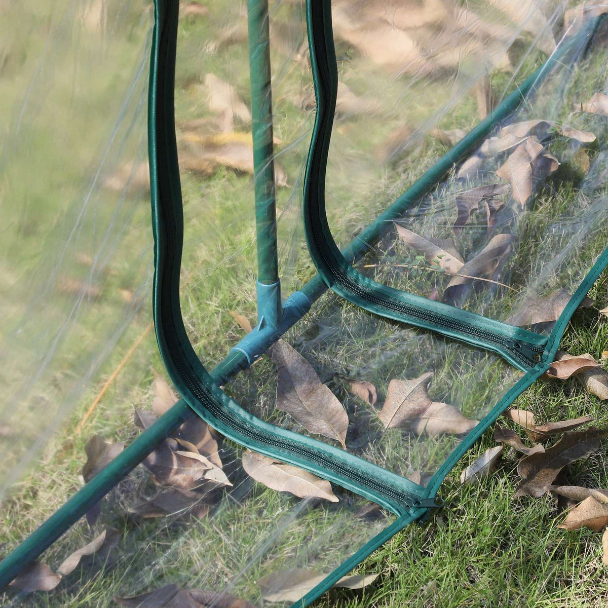 Foil Greenhouse Greenhouse With Door Cold Frame Plant House Plant Raising Steel Pvc Transparent Green 350 X 100 X 80 Cm