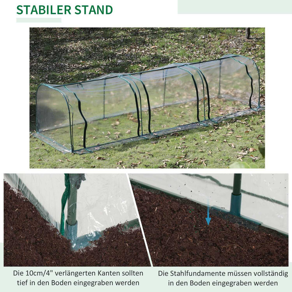 Foil Greenhouse Greenhouse With Door Cold Frame Plant House Plant Raising Steel Pvc Transparent Green 350 X 100 X 80 Cm