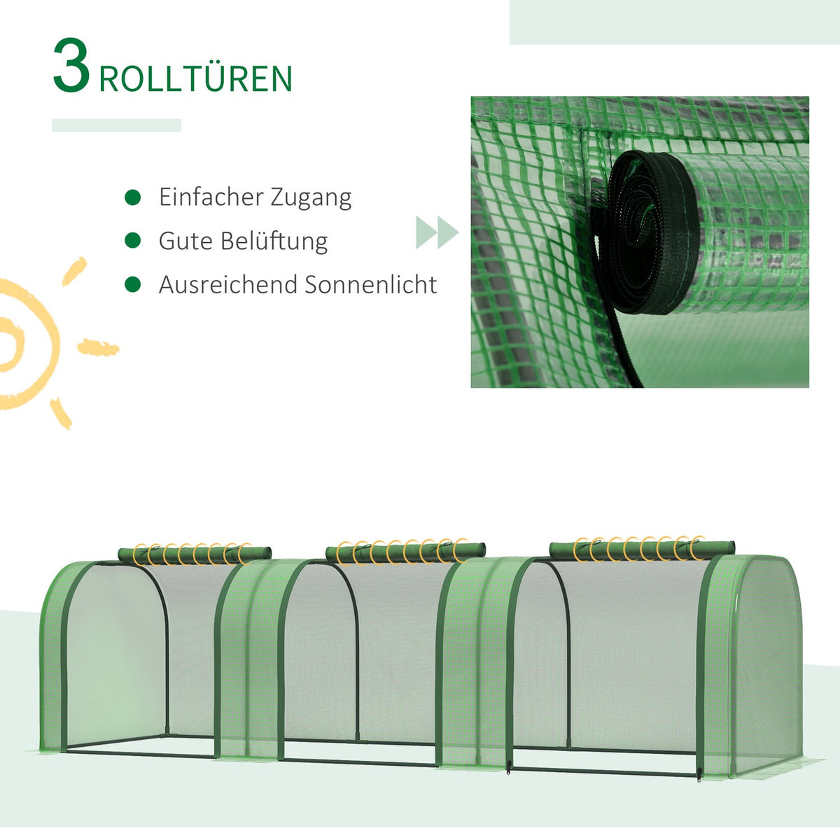 Foil Greenhouse Greenhouse With Door Cold Frame Plant House Plant Rearing Foil Steel Pe Green 295 X 100 X 80 Cm