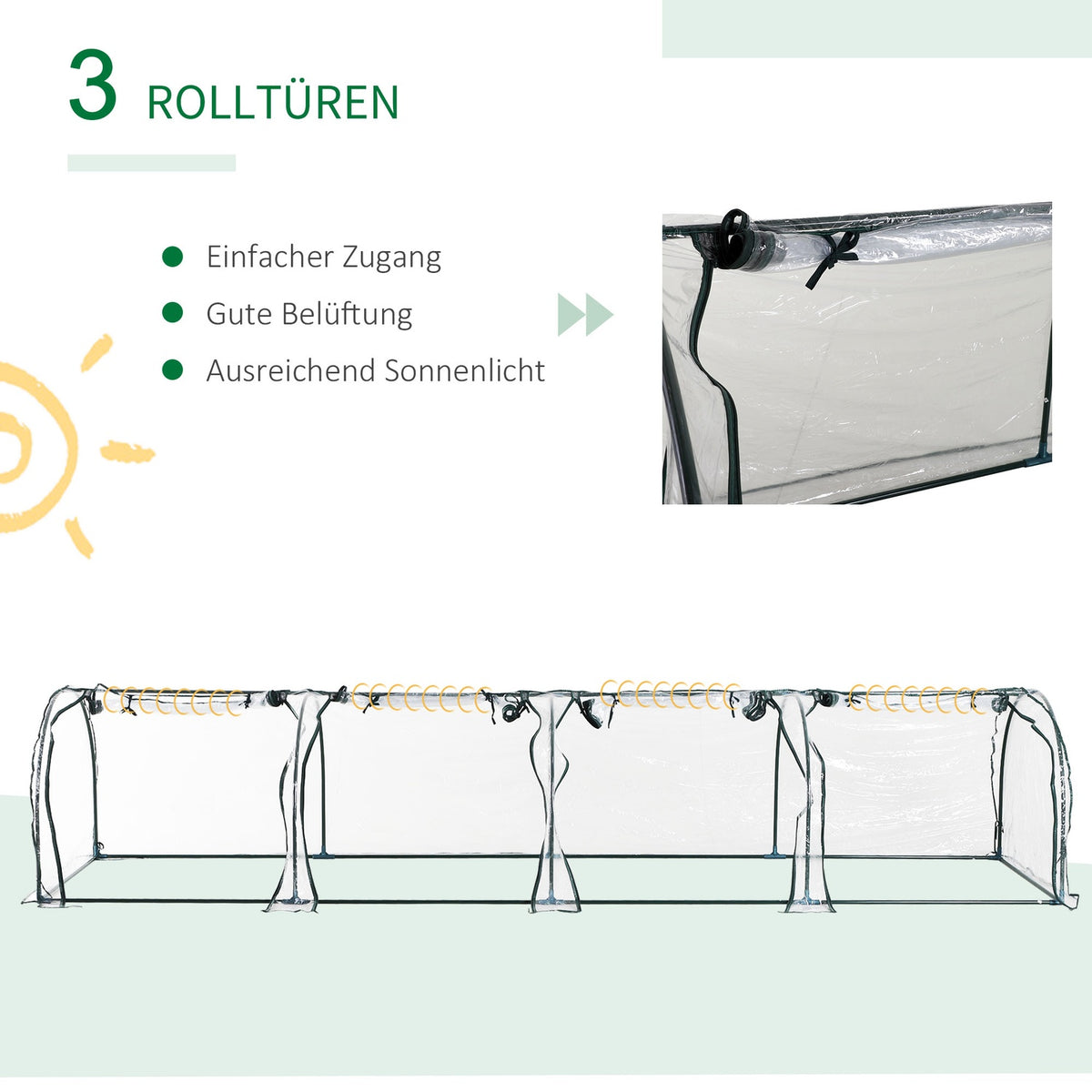 Foil Greenhouse Greenhouse With Door Cold Frame Plant Raising Plant House Foil Steel Pvc Transparent 395 X 100 X 80 Cm