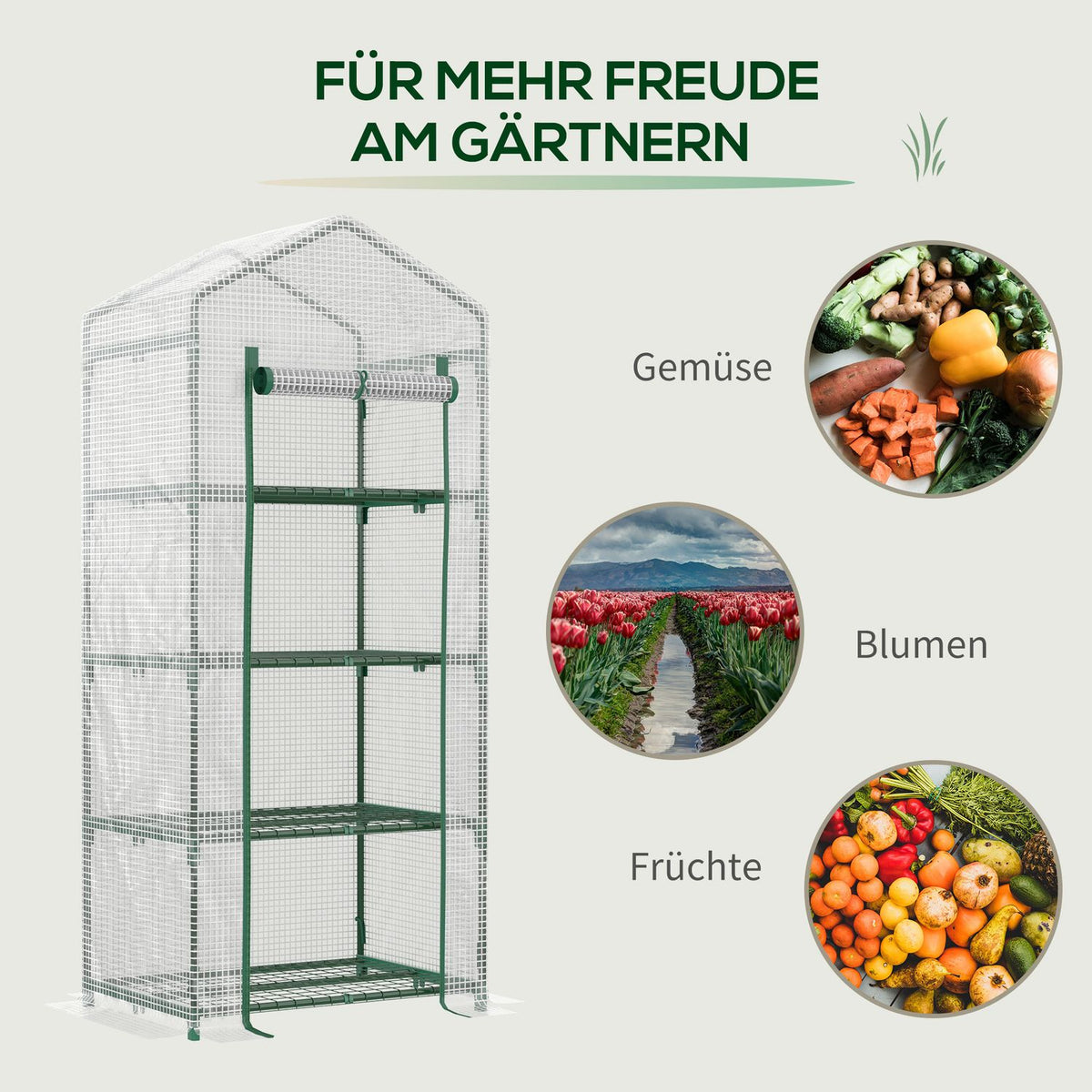 Foil Greenhouse In White, 4 Shelves, Tomato House, 70X50X160Cm