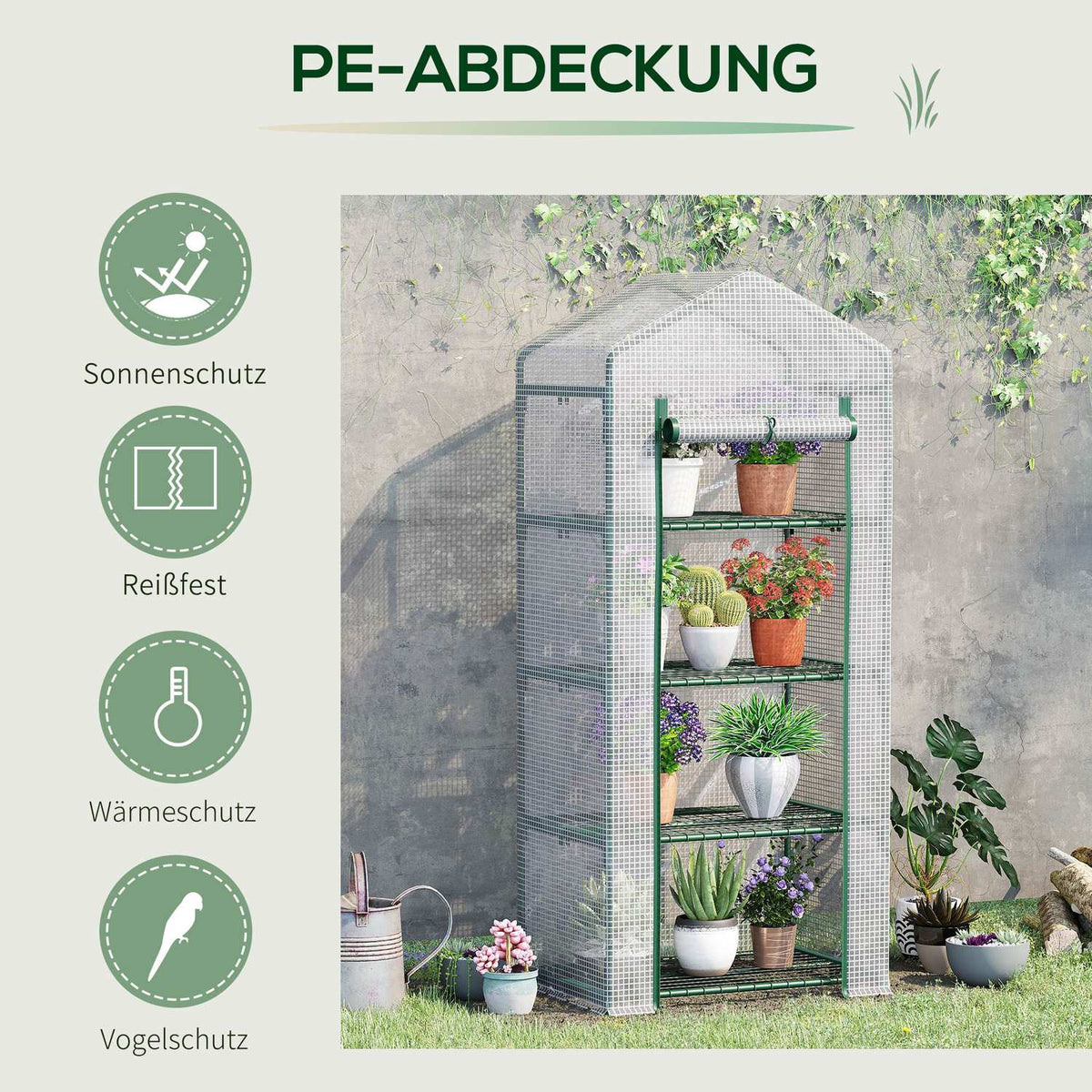 Foil Greenhouse In White, 4 Shelves, Tomato House, 70X50X160Cm