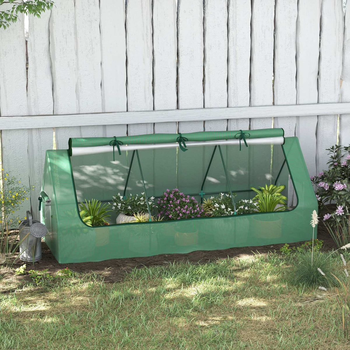 Foil Greenhouse Mini Greenhouse With Mesh Window, Uv-Resistant Cold Frame For Garden Growing, Pe Film, Green, 240 X 90 X 90 Cm