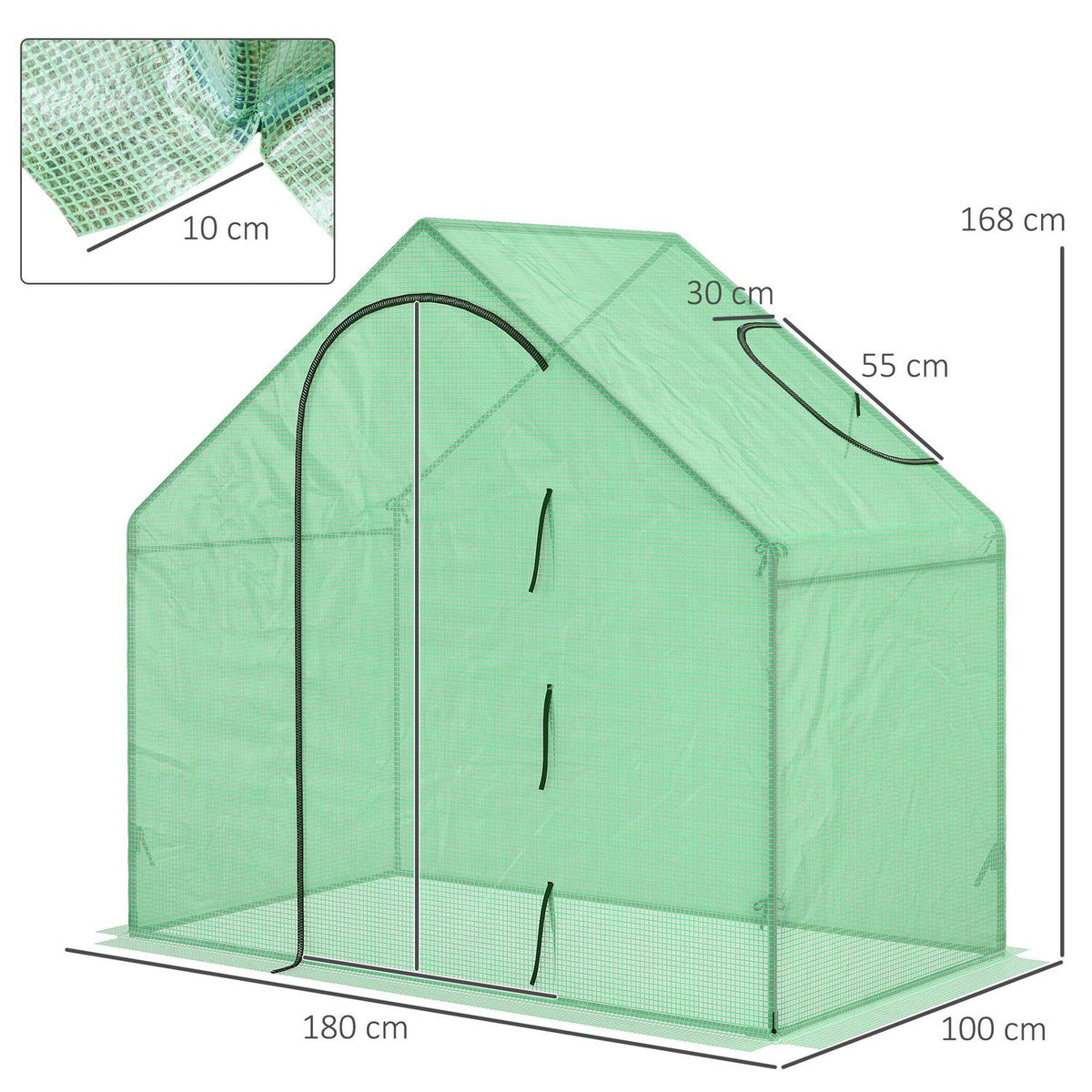 Foil Greenhouse Tomato Greenhouse Cold Frame With Window And Door Green Steel Pvc Plastic 180 X 100 X 168 Cm