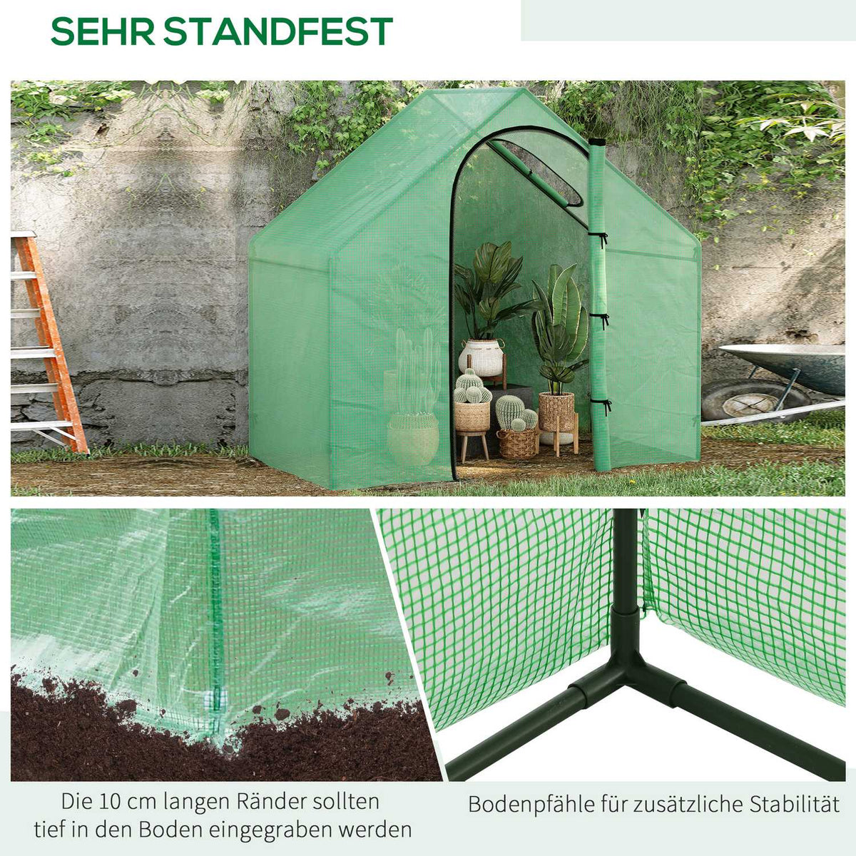 Foil Greenhouse Tomato Greenhouse Cold Frame With Window And Door Green Steel Pvc Plastic 180 X 100 X 168 Cm