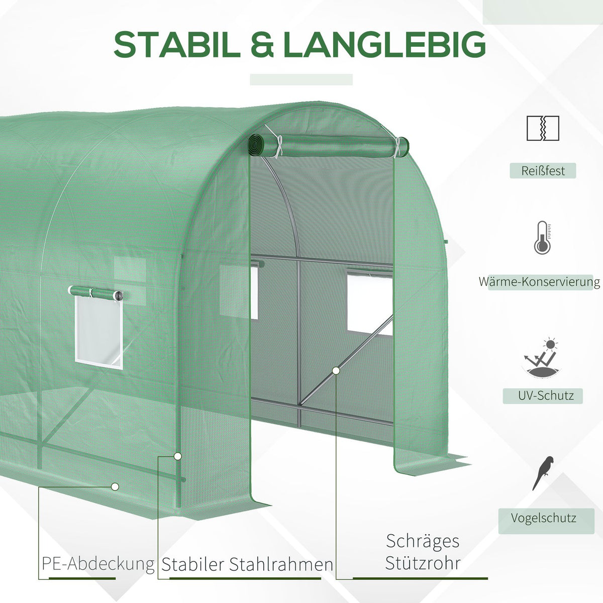 Foil Greenhouse Tomato Greenhouse Greenhouse Foil Tunnel Cold Frame With Window Green 350 X 200 X 200 Cm
