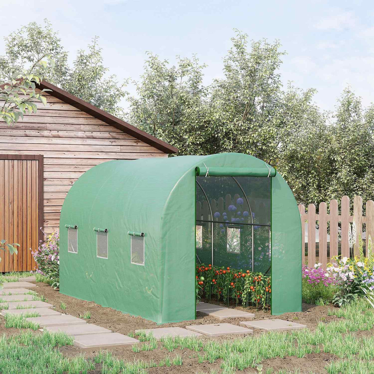 Foil Greenhouse Tomato Greenhouse Greenhouse Foil Tunnel Cold Frame With Window Green 350 X 200 X 200 Cm