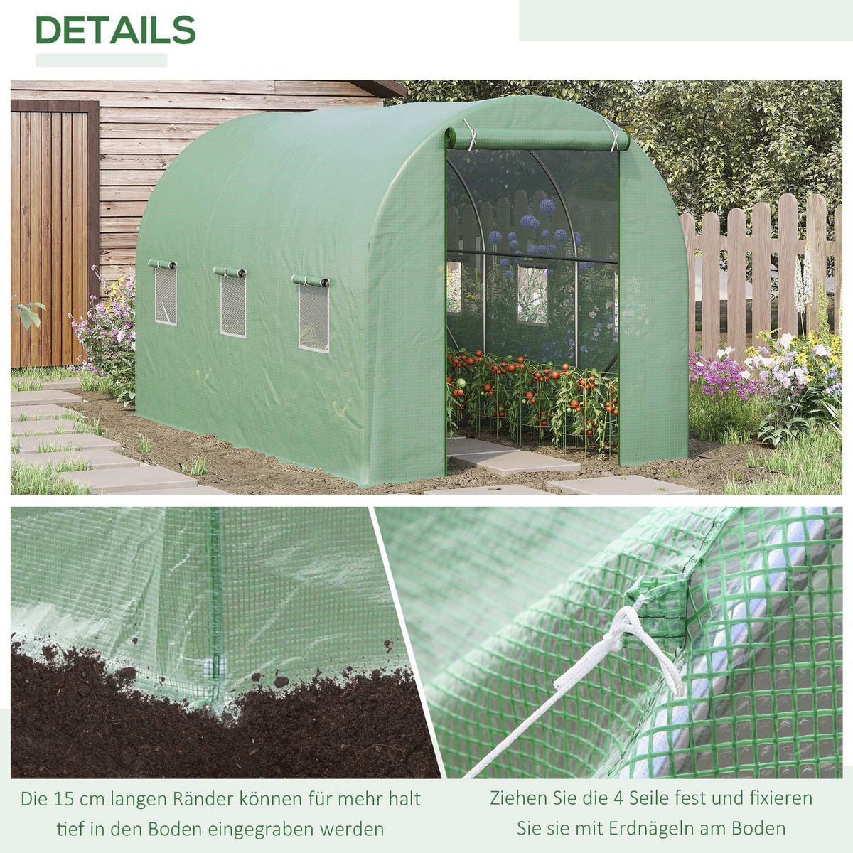 Foil Greenhouse Tomato Greenhouse Greenhouse Foil Tunnel Cold Frame With Window Green 350 X 200 X 200 Cm