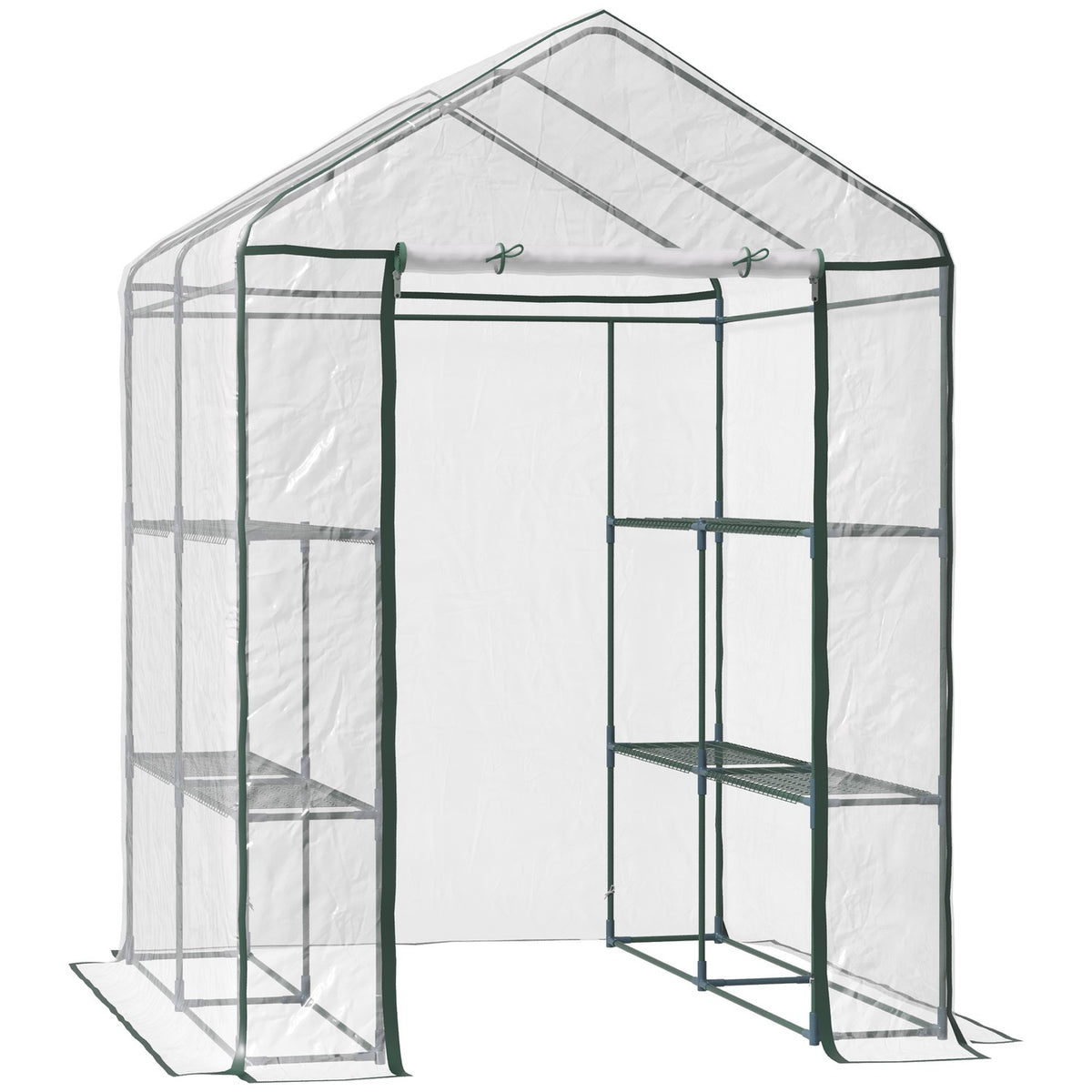 Foil Greenhouse Walk-In Garden Shed Tomato Greenhouse With 6 Shelves, Transparent Steel Pvc, For Garden
